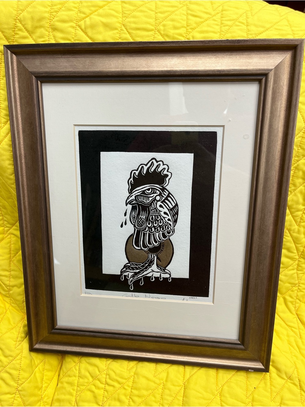 Framed Tattoo Shop Chicken Art Signed Goullo Nearo